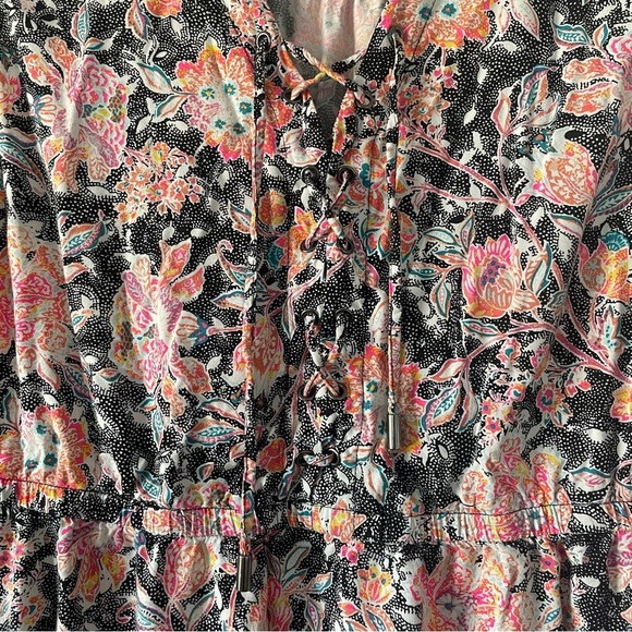 TORRID Babydoll Challis Lace Up Tunic Top Women’s Plus 5X Floral Flowy Pockets - Picture 6 of 14